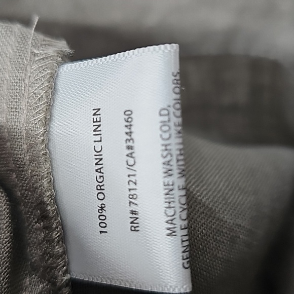 Eileen Fisher Linen Stone Color Slim Trousers with Tie Waist Sz Medium - Picture 6 of 10